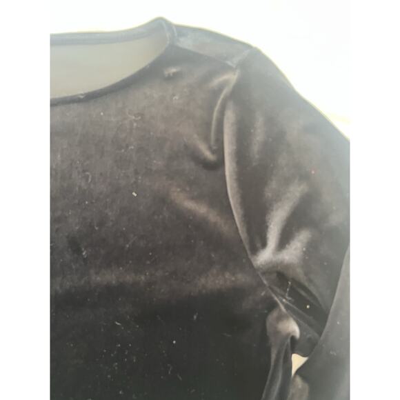 J Jill Wearever Tunic Top Womens Large Black Velvet Knit Mixed Media Side Slit L - Picture 3 of 6